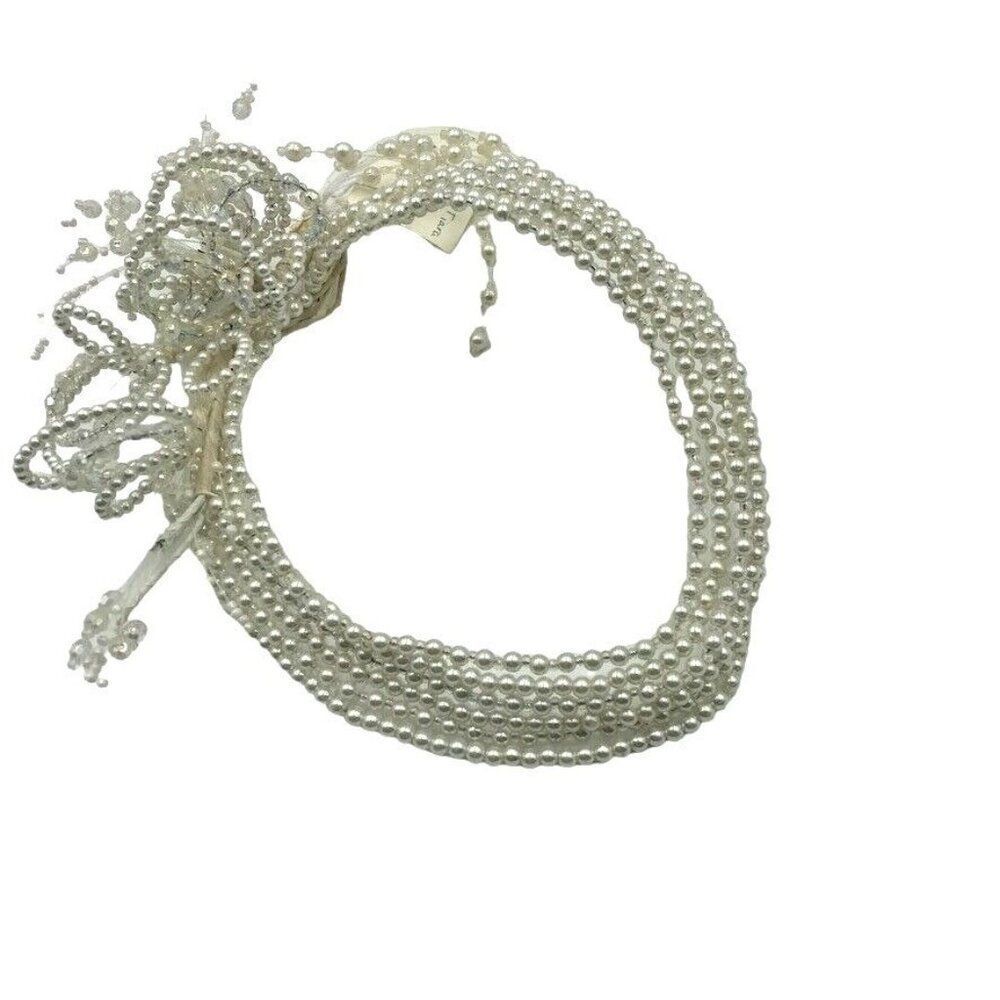 Vintage 80s Womens Bridal Headpiece Crown Tiara Spray Pearl White Bride